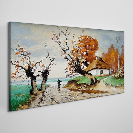 Płótno obraz na ścianę Wieś chata drzewo 100x50 cm Coloray