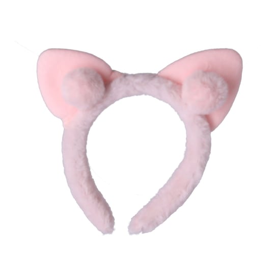 Pluszowa opaska z uszami kota, różowa Hedo