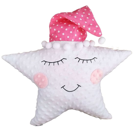 Pluszowa poduszka biało - różowa gwiazda 45 x 40 cm - Przytulanka dla dziecka Olimagia