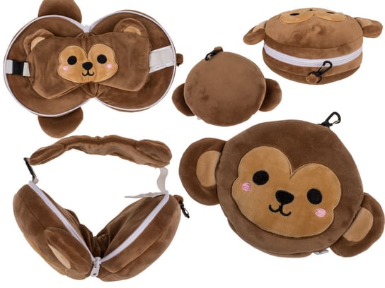 Pluszowa poduszka podróżna i maska ​​na oczy małpka Kemis - House of Gadgets