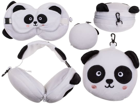 Pluszowa poduszka podróżna i maska ​​na oczy – panda Kemis - House of Gadgets