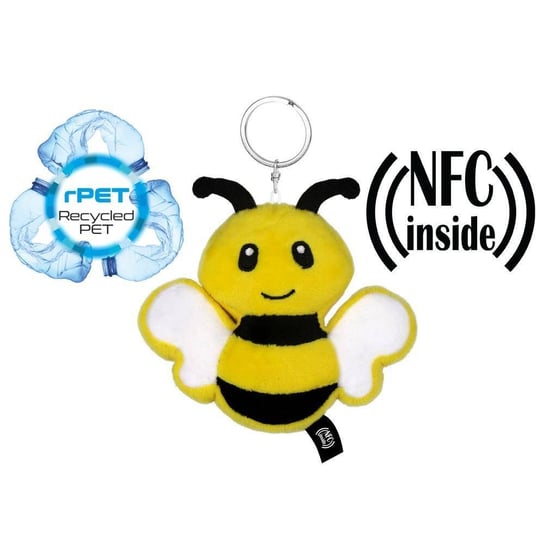 Pluszowa pszczoła RPET z chipem NFC, brelok | Zibee UPOMINKARNIA
