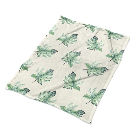 Pluszowy kocyk na łóżko ozdobny Tropikalne liście, Fabricsy Fabricsy