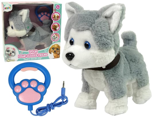 Pluszowy Piesek Husky Interaktywny Edukacyjny Smycz Piosenki Chodzi Lean Toys