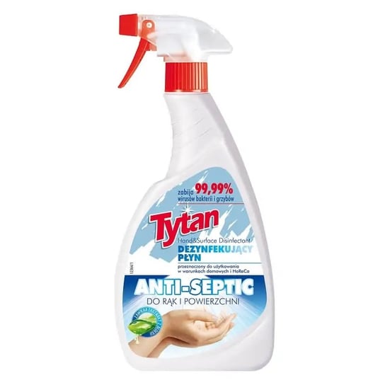 Płyn do dezynfekcji rąk, skóry i powierzchni Tytan Anti-septic ANTYWIRUSOWY i ANTYBAKTERYJNY spray 500ml TYTAN