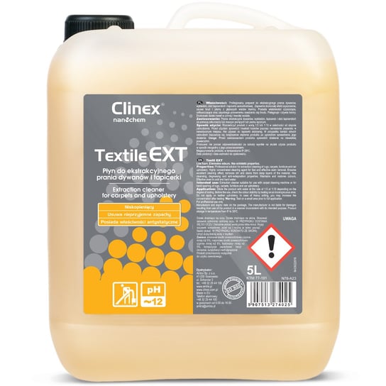 Płyn Do Maszynowego I Ręcznego Prania Dywanów I Tapicerki Clinex Textile Ext 5L Clinex
