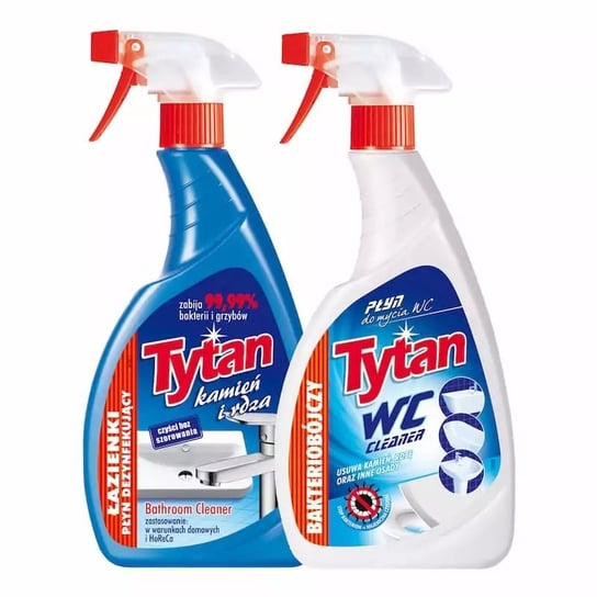 Płyn do mycia łazienek Tytan kamień i rdza spray 500g + Płyn do mycia WC Tytan spray 500g HIT CENOWY TYTAN