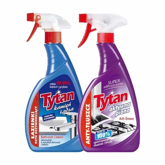 Płyn do mycia łazienek Tytan kamień i rdza spray 500g + Tytan Anty-tłuszcz spray 500g HIT CENOWY TYTAN