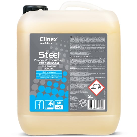 Płyn Do Mycia Mebli I Urządzeń Ze Stali Nierdzewnej Clinex Gastro Steel 5L Clinex