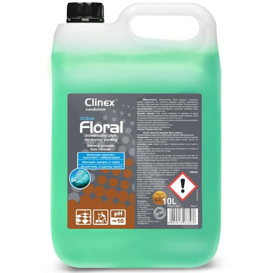 Płyn Do Mycia Podłóg Bez Smug Połysk Zapach Clinex Floral - Ocean 10L Clinex