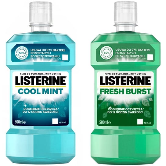 Płyn Do Płukania Listerin 500 Ml Fresh + Płyn Do Płukania  Listerin 500 Ml Cool Mint Listerine