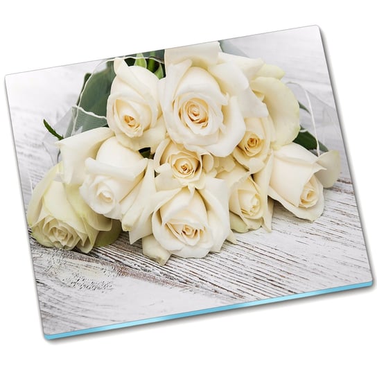 Płyta ochronna szklana Białe róże - 60x52 cm Tulup