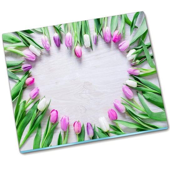 Płyta ochronna szklana Tulipany i Serce - 60x52 cm Tulup