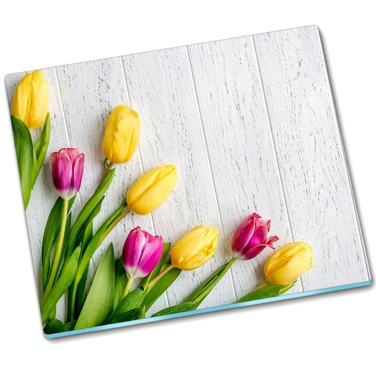 Płyta ochronna szklana żółte tulipany - 60x52 cm Tulup