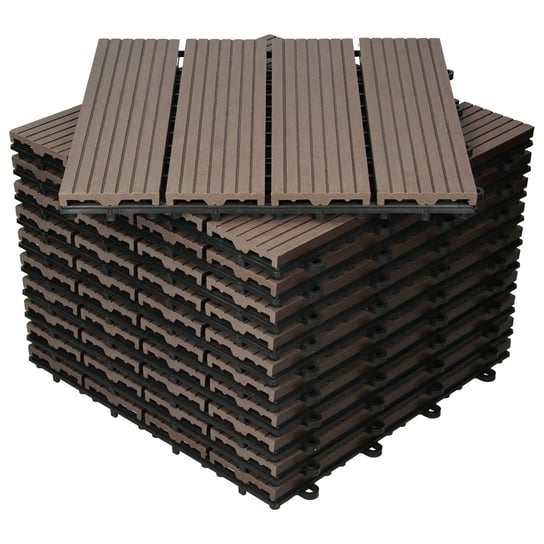 Płytki tarasowe 30x30 cm zestaw 11 na 1m² ciemnobrązowe z WPC ECD Germany