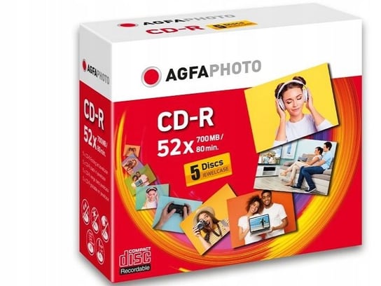 Płyty Agfaphoto Cd-r 700mb 52x 5 Sztuk + Pudełka AGFAPHOTO