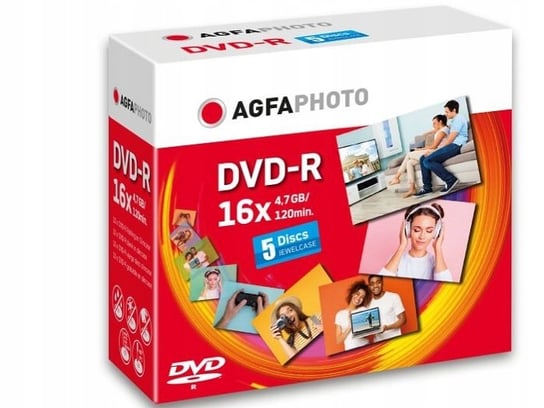 Płyty Agfaphoto Dvd-r 4.7gb 16x 5 Sztuk + Pudełka AGFAPHOTO