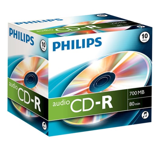 Płyty CD-R Audio Philips, 700 MB, 80 min, 10 szt. pudełka w kartonie Philips