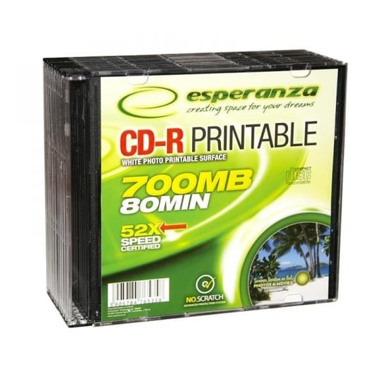 Płyty CD-R ESPERANZA Printable, 700 MB, 56x, 10 szt. Zamiennik/inny
