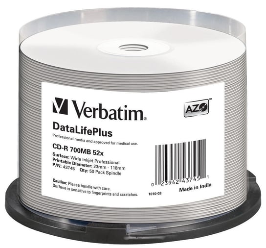 Płyty CD-R VERBATIM AZO DataLife+ Primtable 43745, 700 MB, 52x, 50 szt. Verbatim