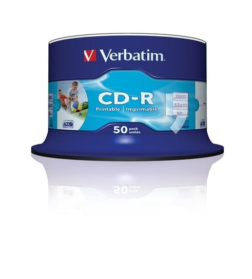 Płyty CD-R VERBATIM Wide Inkjet Printable AZO, 700 MB, 52x, 50 szt. Verbatim