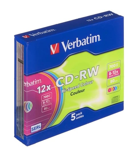 Płyty CD-RW VERBATIM, 700 MB, 12x, 5 szt. Verbatim
