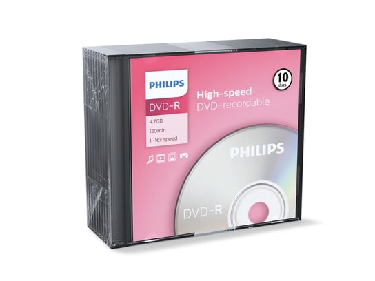 Płyty DVD-R PHILIPS, 4,7 GB, pudełka SLIM 10 szt. Philips