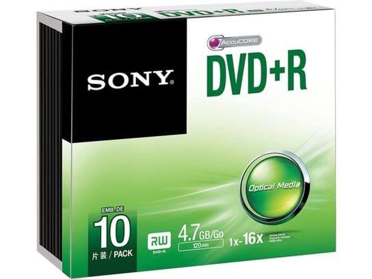 Płyty DVD+R SONY Slim, 4.7 GB, 16x, 10 szt. Sony