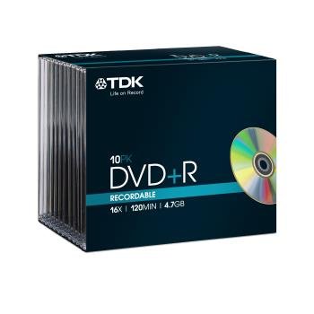 Płyty DVD+R TDK 4.7 GB, 16X, 10 sztuk, SJC TDK