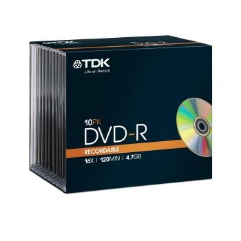 Płyty DVD-R TDK 4.7 GB, 16X, 10 sztuk, SJC TDK