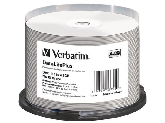 Płyty DVD-R VERBATIM AZO DataLife+ Printable Thermal, 4.7 GB, 16x, 50 szt. Verbatim