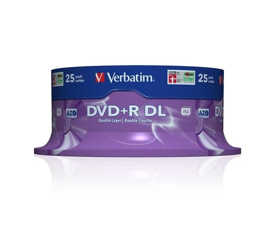 Płyty DVD+R VERBATIM Double Layer Matt Silver, 8.5 GB, 8x, 25 szt. Verbatim