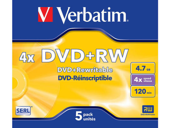 Płyty DVD+RW VERBATIM, 4.7 GB, 4x, 5 szt. Verbatim