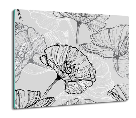 płyty ochronne na indukcję Kwiaty maki szkic 60x52, ArtprintCave ArtPrintCave
