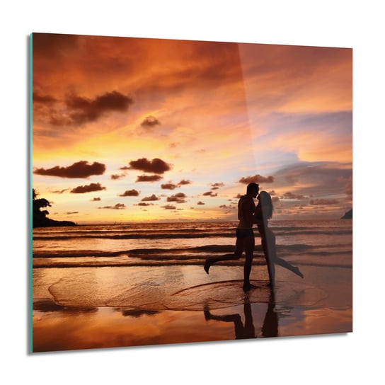 Pocałunek plaża kwadrat foto szklane ścienne, 60x60 cm ArtPrintCave