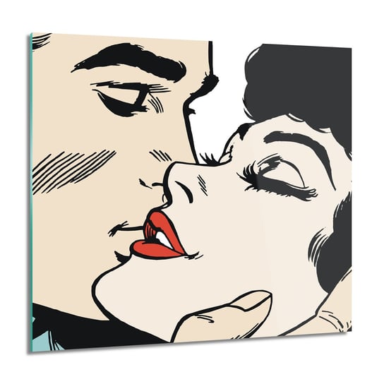 Pocałunek usta para foto szklane ścienne, 60x60 cm ArtPrintCave