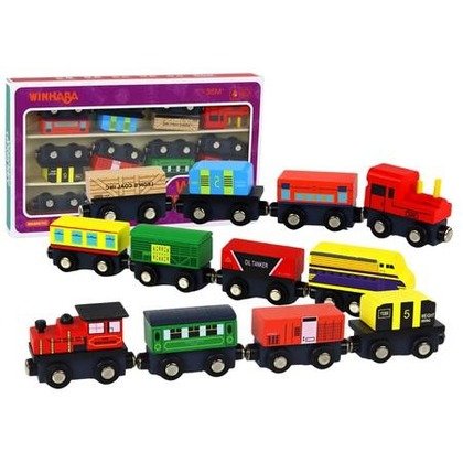 Pociąg drewniany na magnes 12el Lean Toys