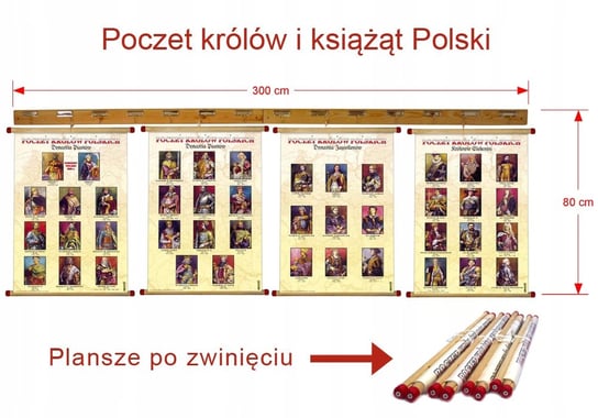 Poczet królów i książąt Polski panoramiczna ekspoz PHU Lewandowski