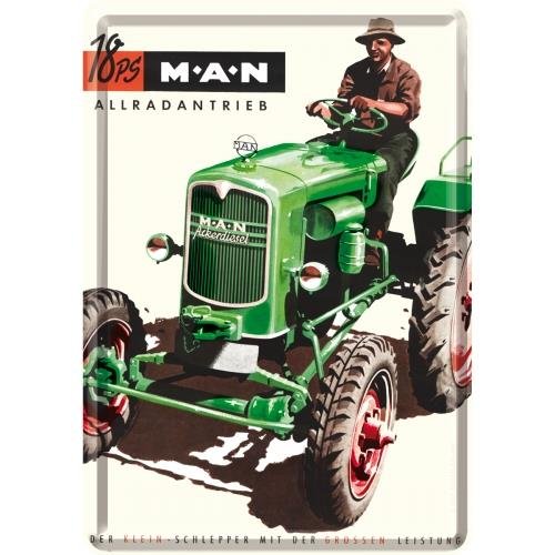 Pocztówka 14x10 cm MAN Traktor Grü Nostalgic-Art Merchandising