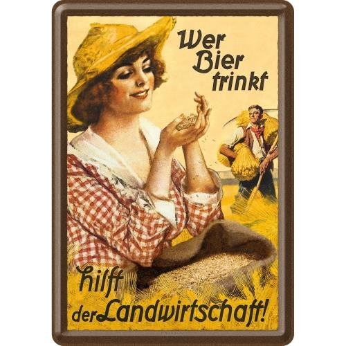 Pocztówka 14x10 cm Wer Bier trinkt Nostalgic-Art Merchandising