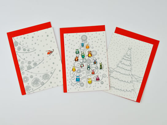 Pocztówki świąteczne kartki 201 - zestaw, białe święta Ilustris S.C.