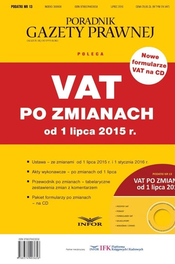 Podatki Nr 13 - VAT po zmianach od 1 lipca 2015 r. - ebook PDF Opracowanie zbiorowe