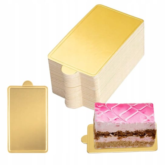 Podkład pod tort złoty monoporcje podkładka bankietówka 6x10cm 100 sztuk Elhandel
