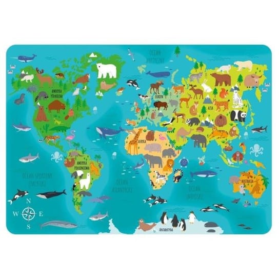 Podkładka laminowana Mapa świata - Zwierzęta Derform