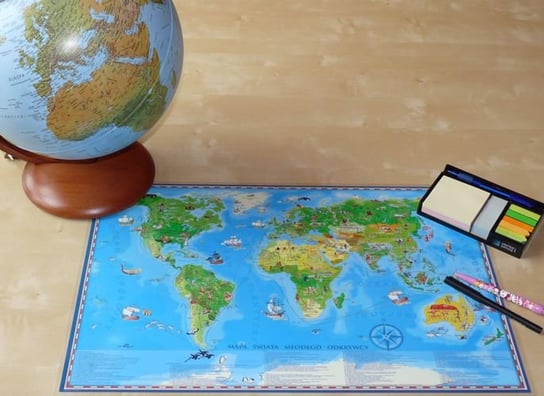 Podkładka na biurko, dwustronna - Świat map do ćwiczeń dla dzieci, ArtGlob Artglob