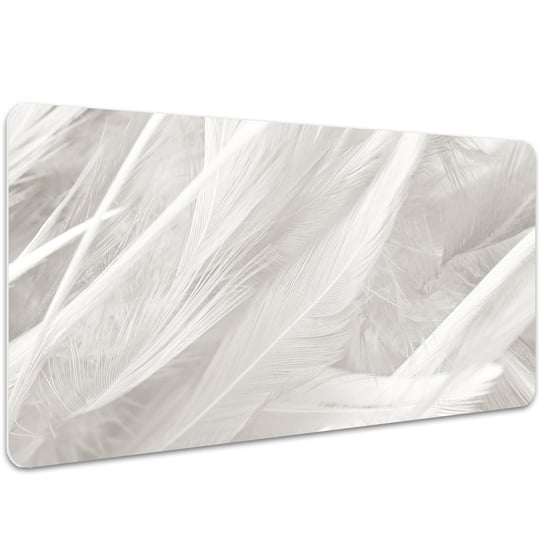 Podkładka na całe biurko Białe eleganckie pióra 100x50 cm Coloray