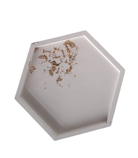 PODKŁADKA POD ŚWIECĘ BIŻUTERIĘ HEKSAGON PODKŁADKA POD KUBEK BIAŁA ZŁOTO NaaN Candle Handmade