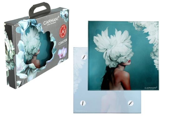 Podkładka szklana - L. Lozano, Kwiaty na głowie, turkus (CARMANI) Carmani