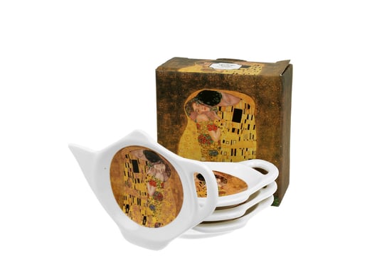 Podkładki porcelanowe na torebki od herbaty DUO The Kiss Gustav Klimt 4 szt DUO Gift