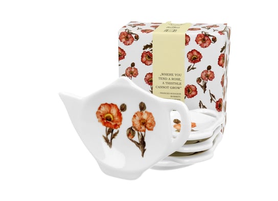 Podkładki porcelanowe na torebki od herbaty DUO WILD POPPIES 4 szt DUO Gift